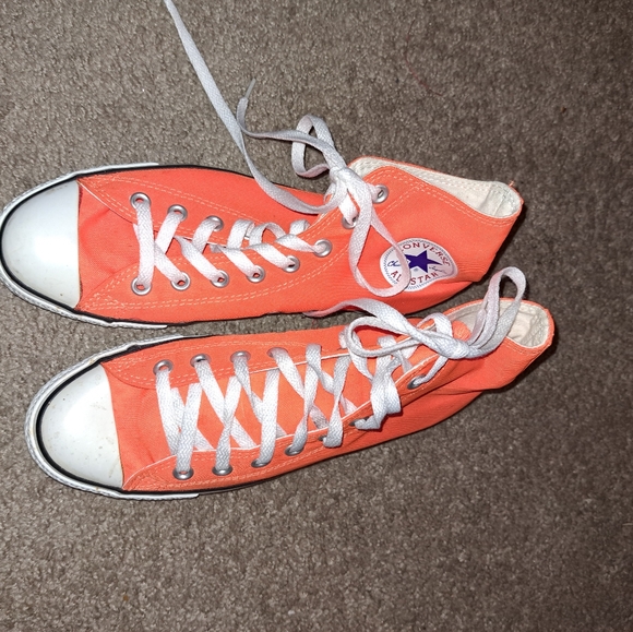 Converse High Top Neon Orange Shoes - Picture 4 of 7